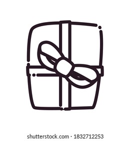 merry christmas gift with bowtie line style icon design, winter season and decoration theme Vector illustration