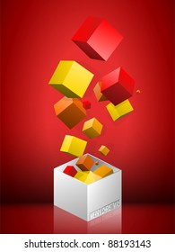 Merry Christmas Gift Box on red Background