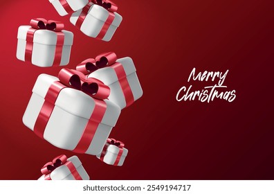 Merry christmas. Gift box and presents background. 