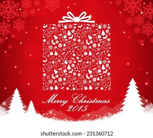 Merry Christmas gift box shape vector illustration