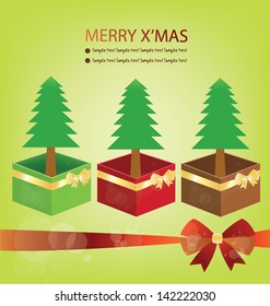 Merry christmas. Gift box. Christmas tree vector illustration.