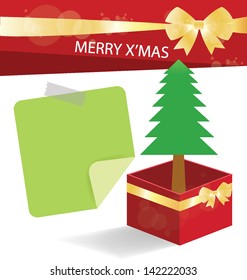 Merry christmas. Gift box. Christmas tree vector illustration.