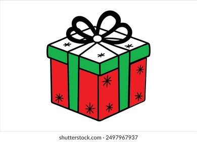 Merry Christmas Gift Box Vector Illustration Festive Clip Art Cartoon Design