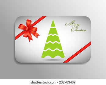 Merry Christmas gift card with stylish ribbon.