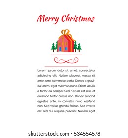 Merry Christmas gift house red banner