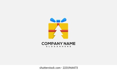 Merry Christmas gift logo design template vector icon