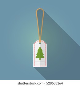 Merry Christmas gift tag flat design on blue background