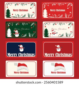 Merry Christmas, Christmas gift tags, greetings design for 25th December, Santa Claus, Christmas gifts and celebrations