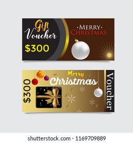 Merry Christmas gift voucher template vector illustration eps10