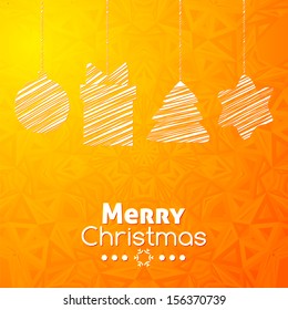 Merry Christmas gifts card abstract orange geometric background