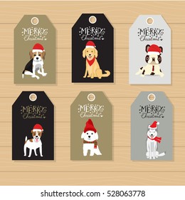 Merry christmas gifts tags  hand lettering  set for winter holidays vector. illustration EPS10.