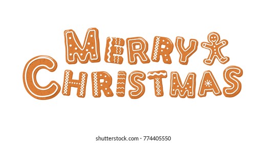 Merry Christmas gingerbread cookie letters.