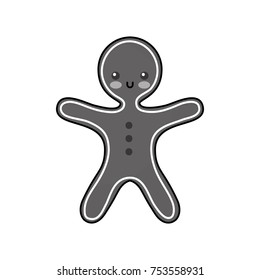merry christmas gingerbread cookie sweet food vector illustration