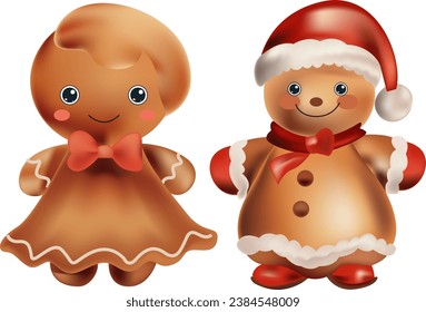 merry christmas gingerbread dolls vector illustration kids cute christmas vector