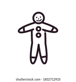 merry christmas gingerbread line style icon design, winter season and decoration theme Vector illustration