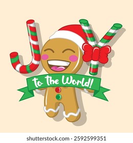 merry christmas gingerbread man for greeting card, gift card