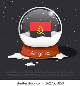 Merry Christmas glass ball with Angola flag : Vector Illustration