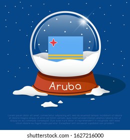 Merry Christmas glass ball with Aruba flag : Vector Illustration