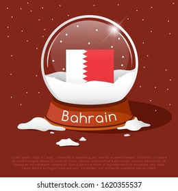 Merry Christmas glass ball with Bahrain flag : Vector Illustration