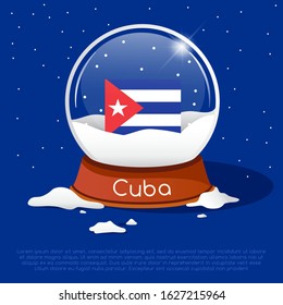 Merry Christmas glass ball with Cuba flag : Vector Illustration