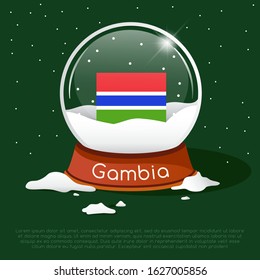 Merry Christmas glass ball with Gambia flag : Vector Illustration