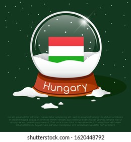 Merry Christmas glass ball with Hungary flag : Vector Illustration