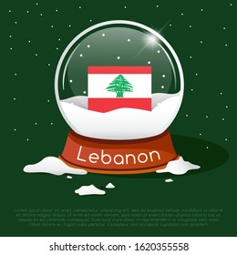 Merry Christmas glass ball with Lebanon flag : Vector Illustration