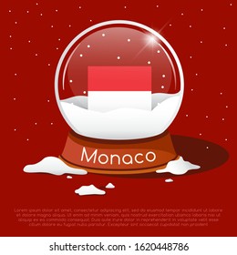 Merry Christmas glass ball with Monaco flag : Vector Illustration
