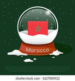 Merry Christmas glass ball with Morocco flag : Vector Illustration