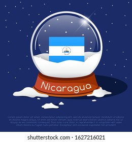 Merry Christmas glass ball with Nicaragua flag : Vector Illustration