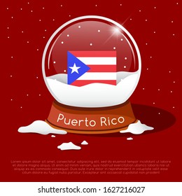 Merry Christmas glass ball with Puerto Rico flag : Vector Illustration