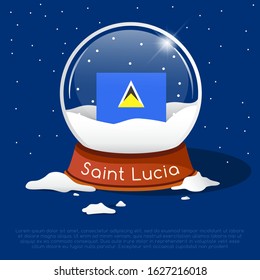 Merry Christmas glass ball with Saint Lucia flag : Vector Illustration