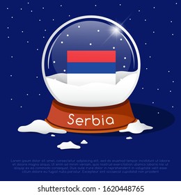 Merry Christmas glass ball with Serbia flag : Vector Illustration