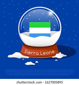 Merry Christmas glass ball with Sierra Leone flag : Vector Illustration