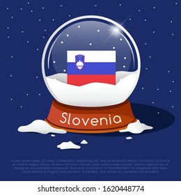 Merry Christmas glass ball with Slovenia flag : Vector Illustration