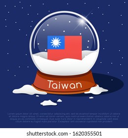 Merry Christmas glass ball with Taiwan flag : Vector Illustration