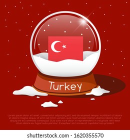 Merry Christmas glass ball with Turkey flag : Vector Illustration