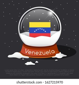 Merry Christmas glass ball with Venezuela flag : Vector Illustration