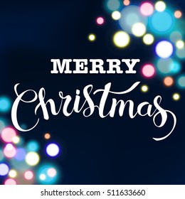 Merry Christmas glittering lettering design. Vector illustration.