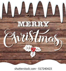 Merry Christmas glittering lettering design. Vector illustration. 