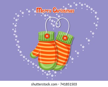 Merry Christmas glove isolated on background. Happy New Year and decoration element. Vector illustration.