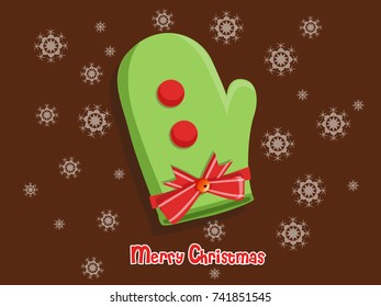 Merry Christmas glove isolated on background. Happy New Year and decoration element. Vector illustration.