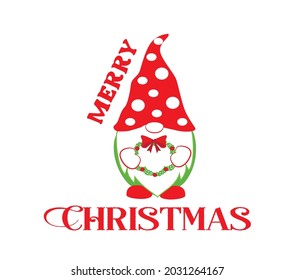 Merry Christmas Gnome Design. Neww Year Design with Quote.