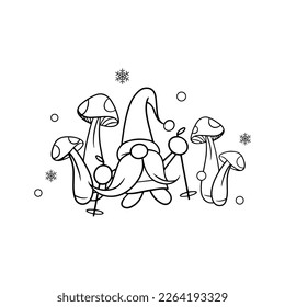 Merry Christmas Gnomes Santa Claus Banner Design. Cute Cartoon Illustration. beautiful holidays design elements.