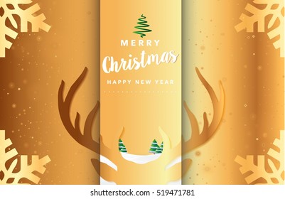 Merry Christmas Gold Background Vector Illustration