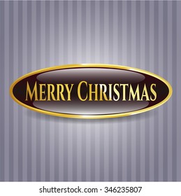 Merry Christmas gold badge or emblem