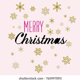 Merry Christmas gold design. Vector illustration.