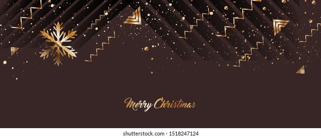 Merry Christmas gold frame vector art new elegant on dark color banner design