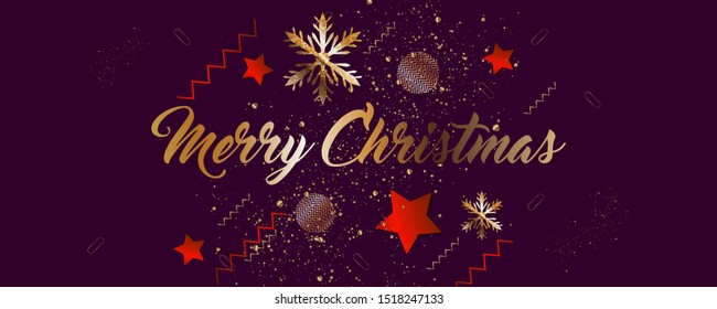 Merry Christmas gold frame vector art new elegant on dark color banner design