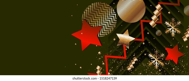 Merry Christmas gold frame vector art new elegant on dark color banner design